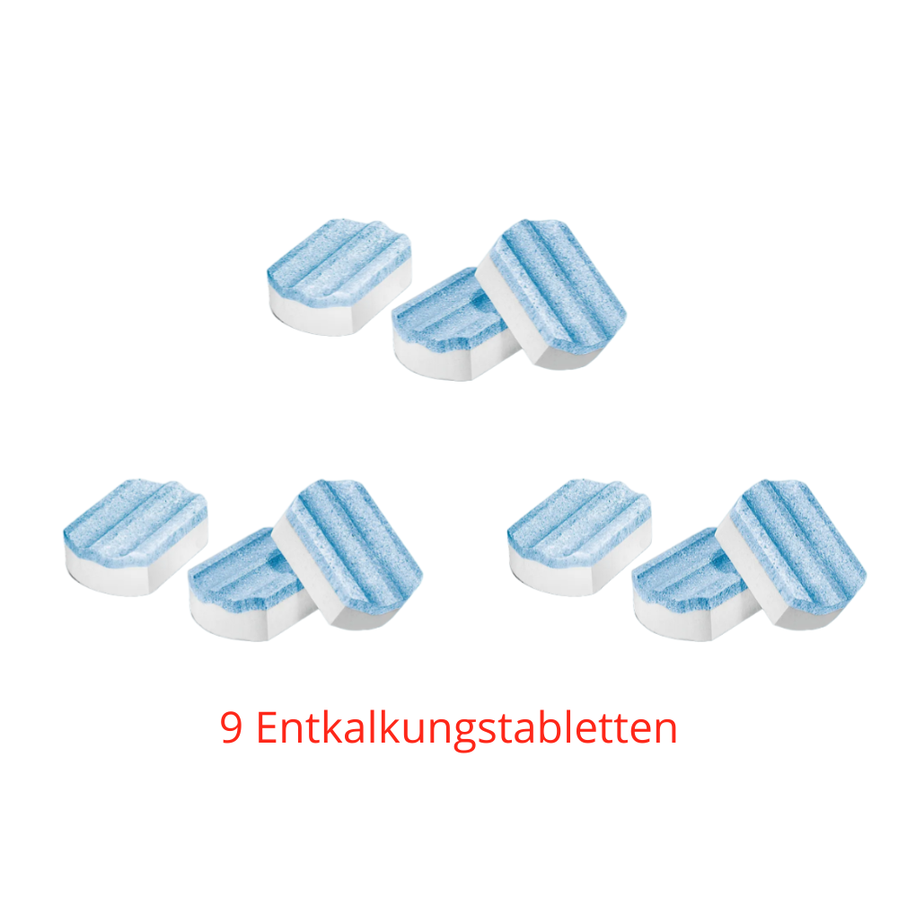 SIEMENS TZ80002 9 Stück Entkalkungstabletten für alle EQ + surpresso Kaffeevollautomaten TZ80002A, Effektive Entkalkung für Kaffeemaschinen. Wartungsset für optimale Leistung