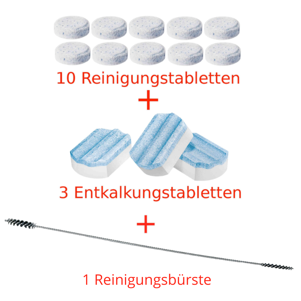 SIEMENS TZ80001: 10 Reinigungstabletten + 3 Entkalkungstabletten für EQ Serie + Reinigungsbürste – Für optimalen Kaffeegenuss