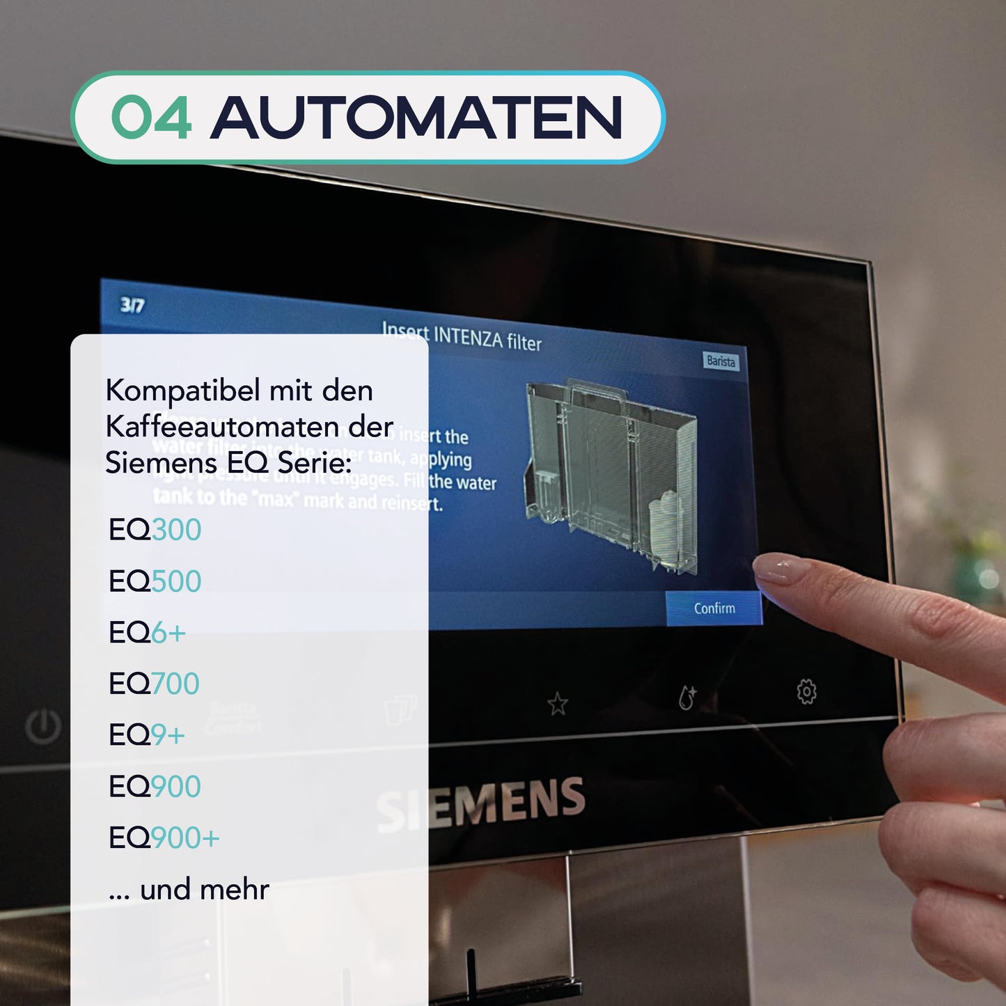 MEISTERZWECK4U Wasserfilter kompatibel mit Siemens EQ, Bosch Supresso, Neff & Gaggenau - Brita Intenza kompatibel | Kalkschutz & Geschmacksoptimierung für Kaffeevollautomaten