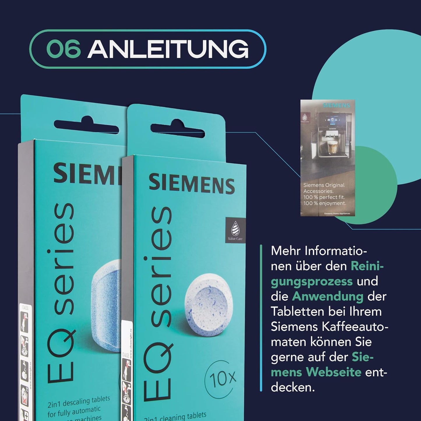 MEISTERZWECK4U Pflege-Set für Kaffeevollautomaten: 3x Wasserfilter, 2x Entkalker, 1x Reiniger, 1x Bürste - Optimal für Siemens EQ, Bosch, Supresso
