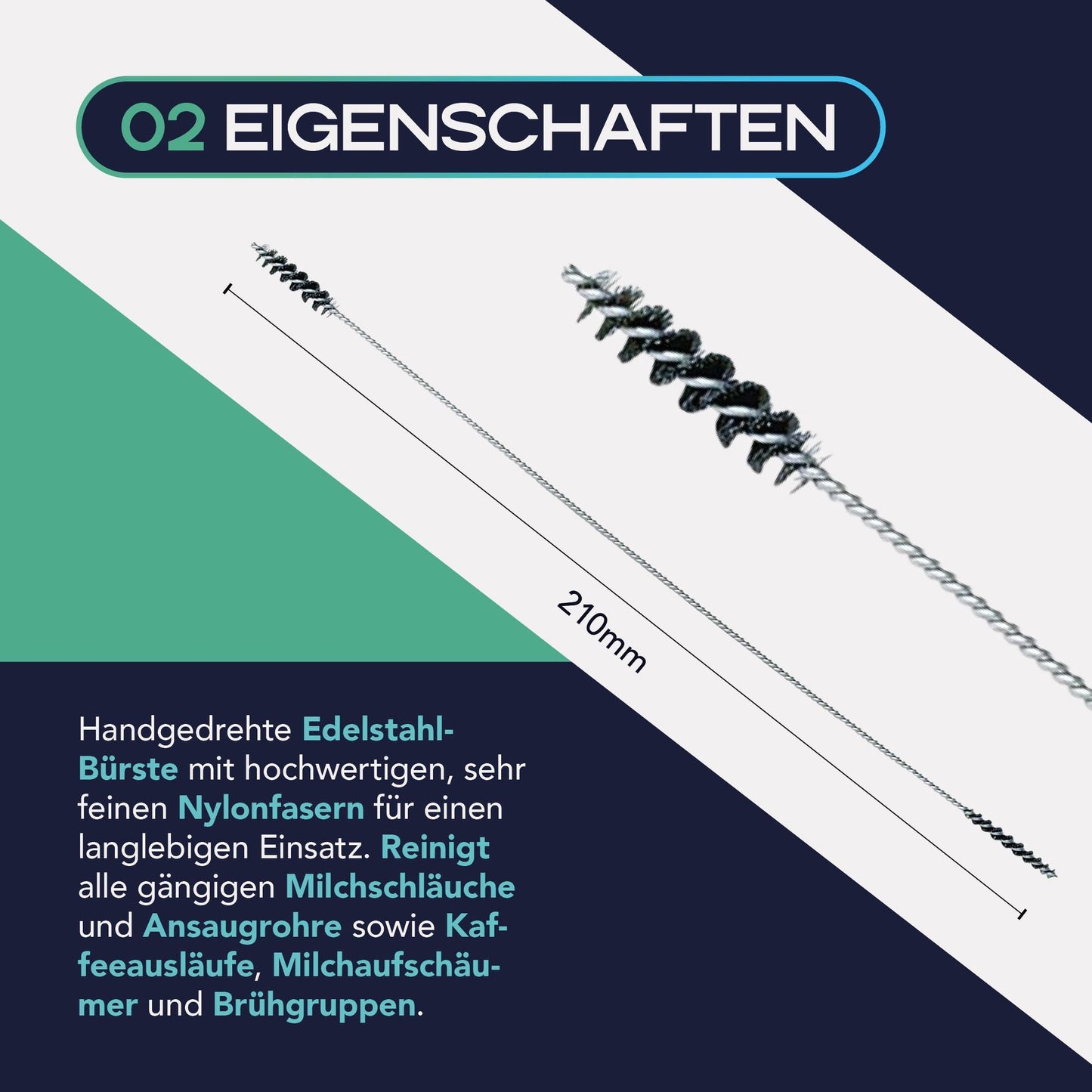 MEISTERZWECK4U Kaffeevollautomaten-Reinigungsbürste: Edelstahl & Nylon für Milchsysteme, Ausläufe & Brühgruppen