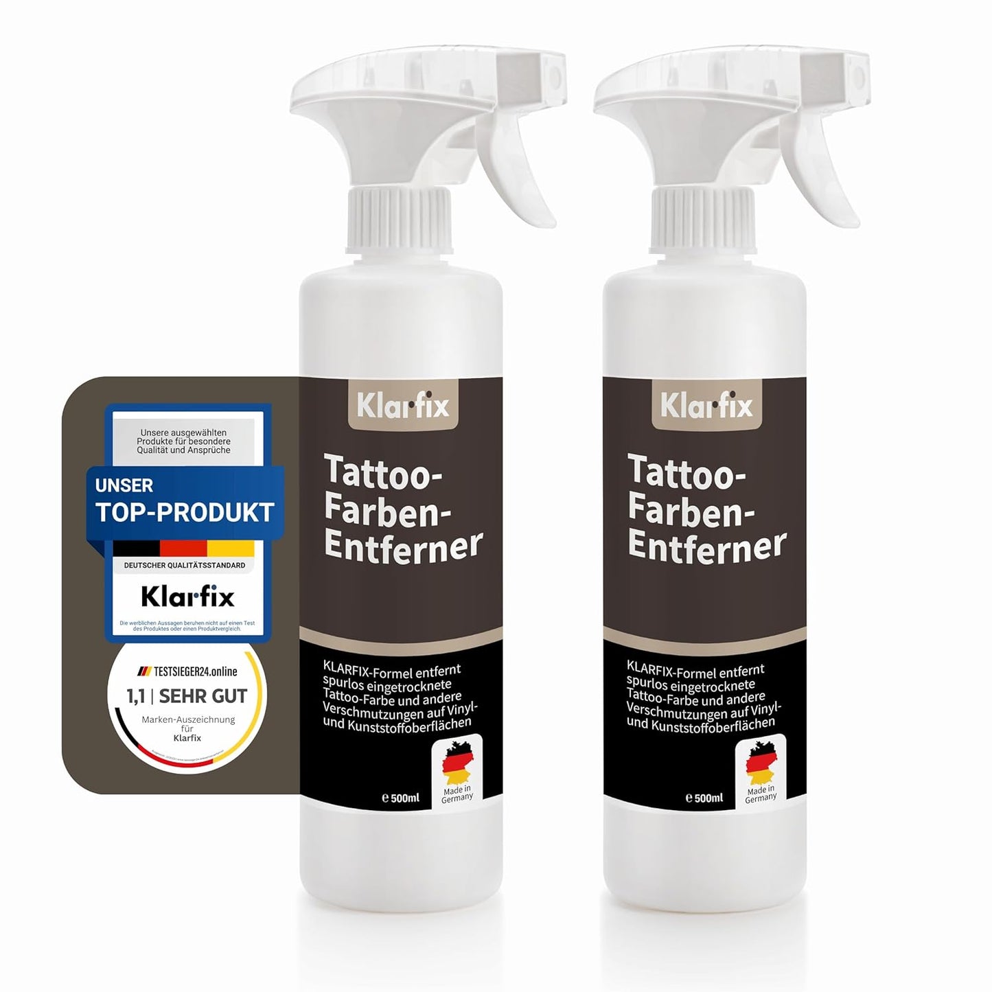 Tattoo-Farben-Entferner | Spezialreiniger für Tattoo-Stühle, Arbeitsflächen & Böden | Entfernt Tattoo-Farbe von Vinyl, Kunststoff & Kunstleder | Spezial-Löser für Tattoo-Inks (2x 500ml)