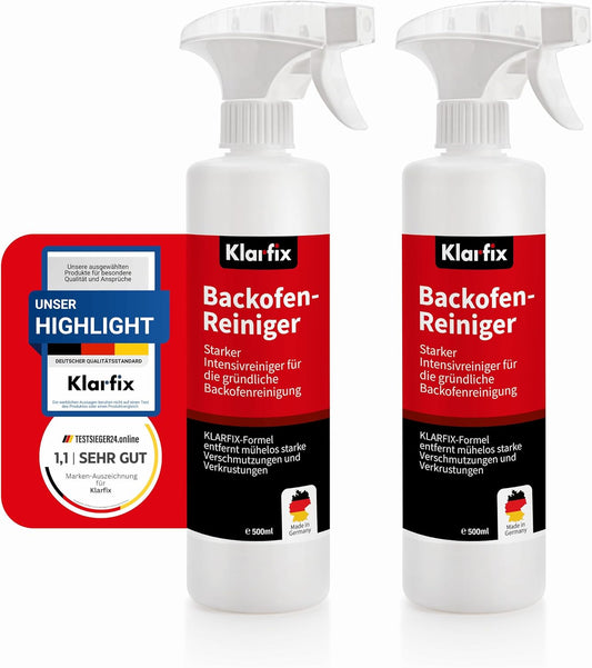 Backofenreiniger | Intensivreiniger gegen Fett, Eiweiß & Verkrustungen | Für Backöfen, Herdplatten, Dunstabzugshauben & Grills | Schonend zu Edelstahl & Emaille | Made in Germany (2x 500ml)
