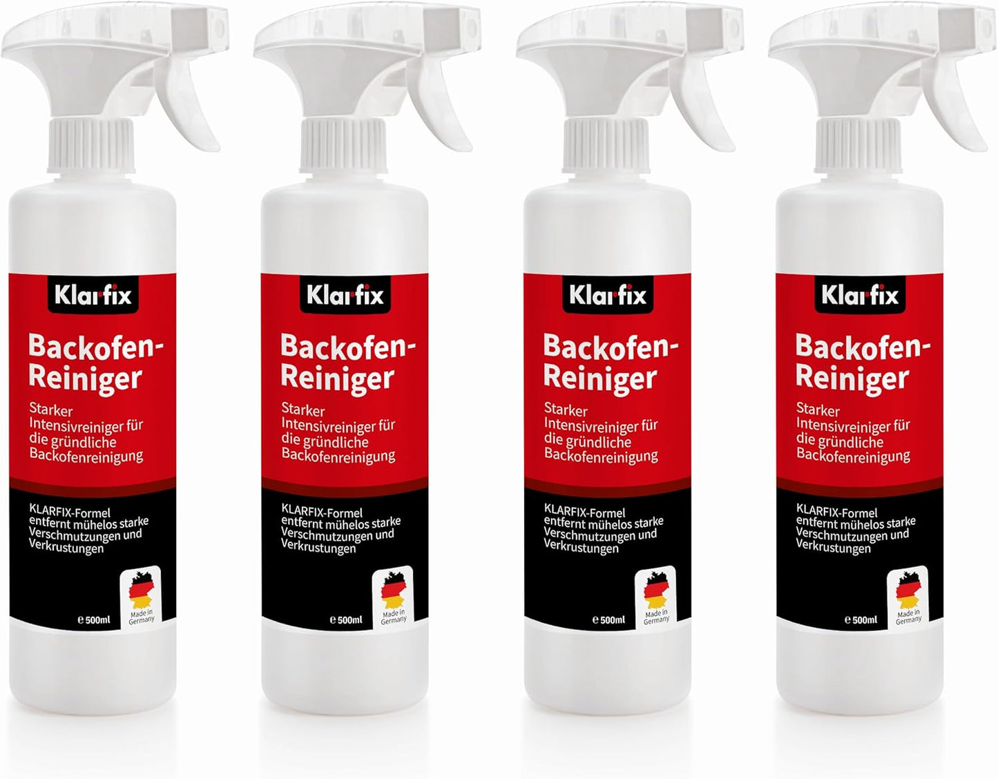 Backofenreiniger | Intensivreiniger gegen Fett, Eiweiß & Verkrustungen | Für Backöfen, Herdplatten, Dunstabzugshauben & Grills | Schonend zu Edelstahl & Emaille | Made in Germany (4x 500ml)