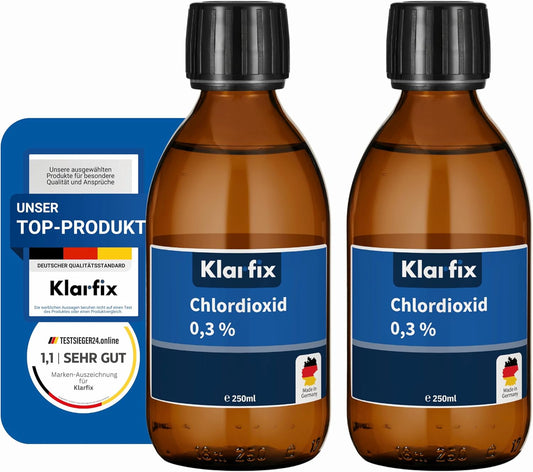 Chlordioxid 0,3% | CDL CDs | Fertiglösung zur Trinkwasser-Desinfektion für unterwegs | Sterilisation, antibakteriell, Made in Germany (2X 250ml)