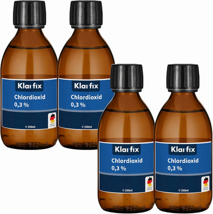 Chlordioxid 0,3% | CDL CDs | Fertiglösung zur Trinkwasser-Desinfektion für unterwegs | Sterilisation, antibakteriell, Made in Germany (4X 250ml)