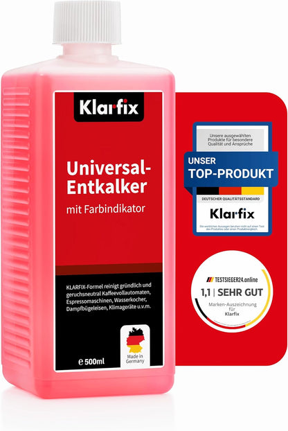 Universal-Entkalker mit Farbindikator | Hochwirksamer Entkalker für alle Haushaltsgeräte mit Wasserkontakt mit Farbindikator | Universell einsetzbar und materialschonend (1x 500 ml)
