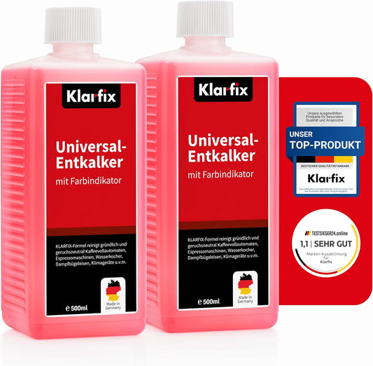 Universal-Entkalker mit Farbindikator | Hochwirksamer Entkalker für alle Haushaltsgeräte mit Wasserkontakt mit Farbindikator | Universell einsetzbar und materialschonend (2x 500 ml)