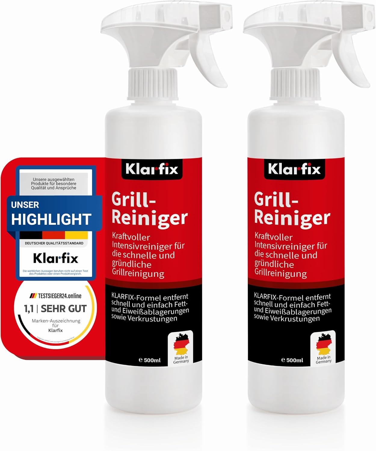 Grillreiniger | Spezialreiniger zur Grill-Reinigung nach dem Grillen | Profi-Reiniger für Gas-, Holzkohle- und Elektrogrill | Grillrost Reiniger (2x 500ml)