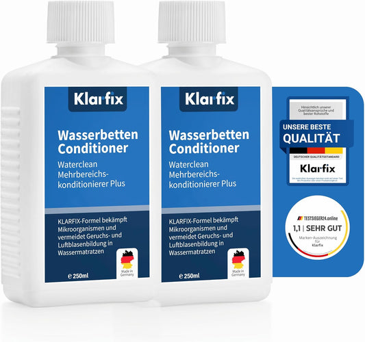 Waterclean Mehrbereichskonditionierer Plus | Bekämpft Mikroorganismen und verhindert Geruchs- und Luftblasenbildung in Wassermatratzen (2x 250ml)