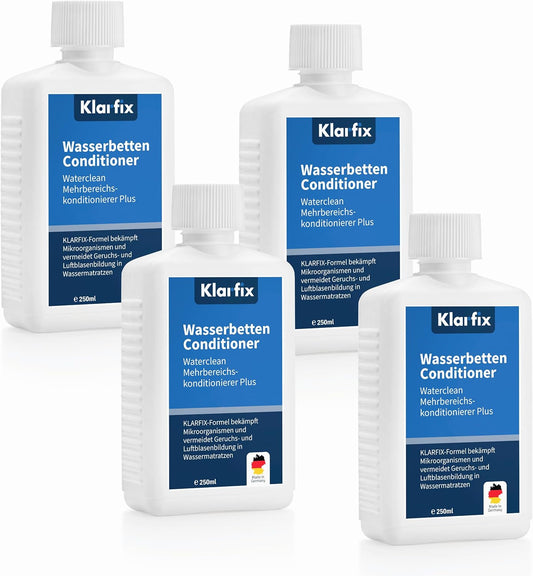 Waterclean Mehrbereichskonditionierer Plus | Bekämpft Mikroorganismen und verhindert Geruchs- und Luftblasenbildung in Wassermatratzen (4x 250ml)
