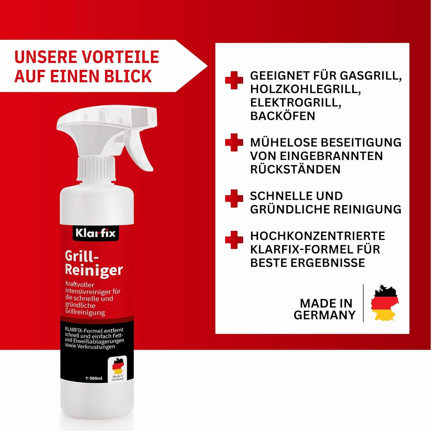 Grillreiniger | Spezialreiniger zur Grill-Reinigung nach dem Grillen | Profi-Reiniger für Gas-, Holzkohle- und Elektrogrill | Grillrost Reiniger (2x 500ml)