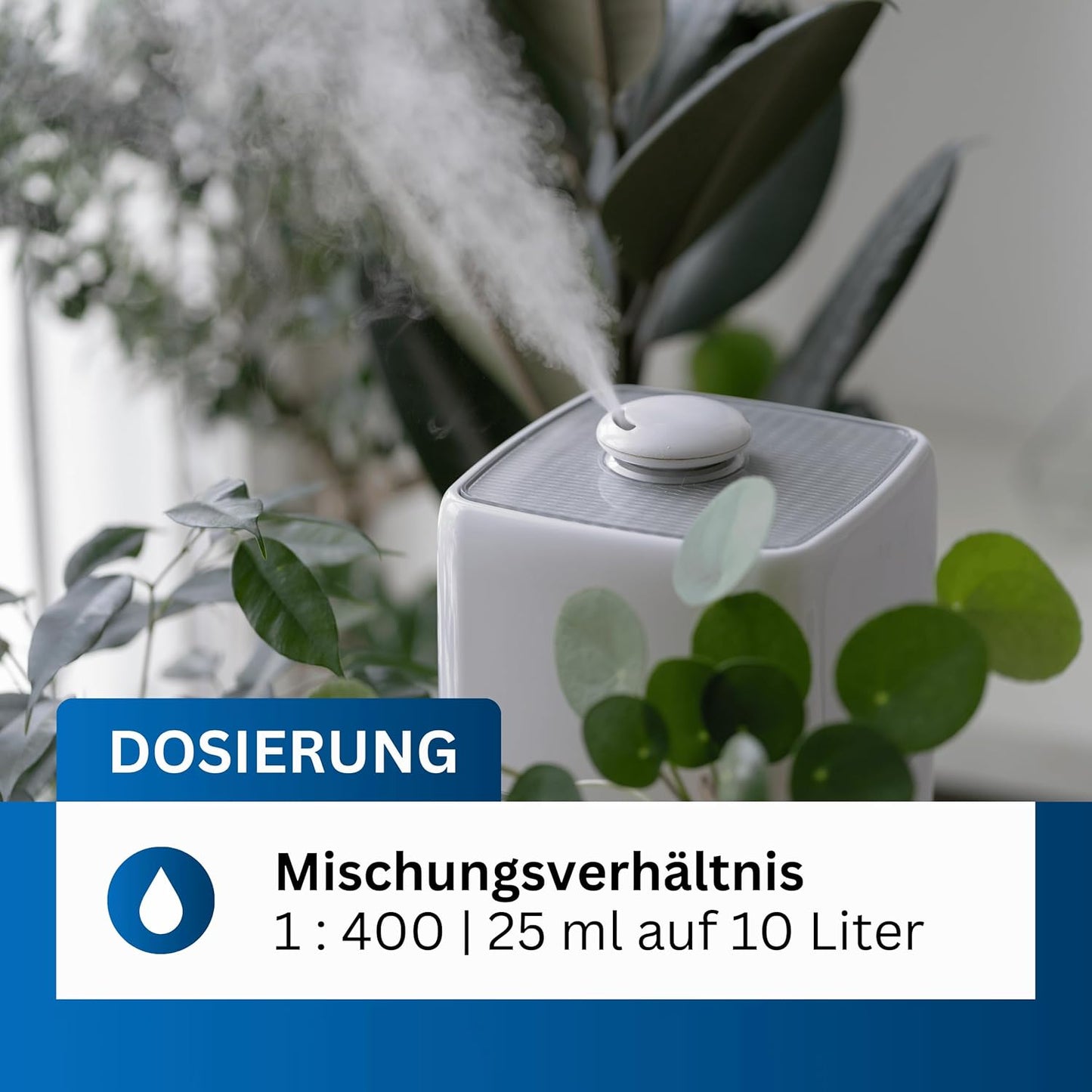 Hygienemittel schaumfrei | Konservierungsmittel für Luftbefeuchter, Luftreiniger, Luftwäscher, Zimmerbrunnen & Heizkörper-Verdunster | Hält Wasser hygienisch & kalkfrei (1x 1.000 ml)