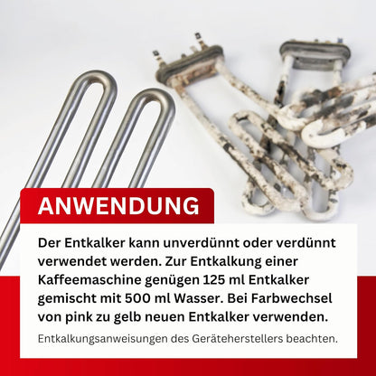 Universal-Entkalker mit Farbindikator | Hochwirksamer Entkalker für alle Haushaltsgeräte mit Wasserkontakt mit Farbindikator | Universell einsetzbar und materialschonend (4x 500 ml)