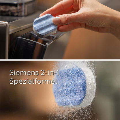 Siemens Multipack TZ80003A, Inhalt: 1 x 10 Reinigungstabletten (je 2,2 g) und 2 x 3 Entkalkungstabletten (je 36 g), für Kaffeevollautomaten der EQ Serie, weiß