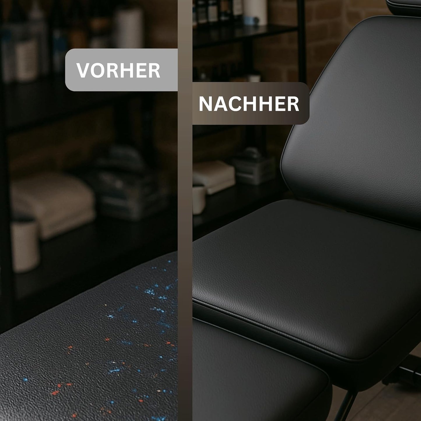 Tattoo-Farben-Entferner | Spezialreiniger für Tattoo-Stühle, Arbeitsflächen & Böden | Entfernt Tattoo-Farbe von Vinyl, Kunststoff & Kunstleder | Spezial-Löser für Tattoo-Inks (1x 500ml)