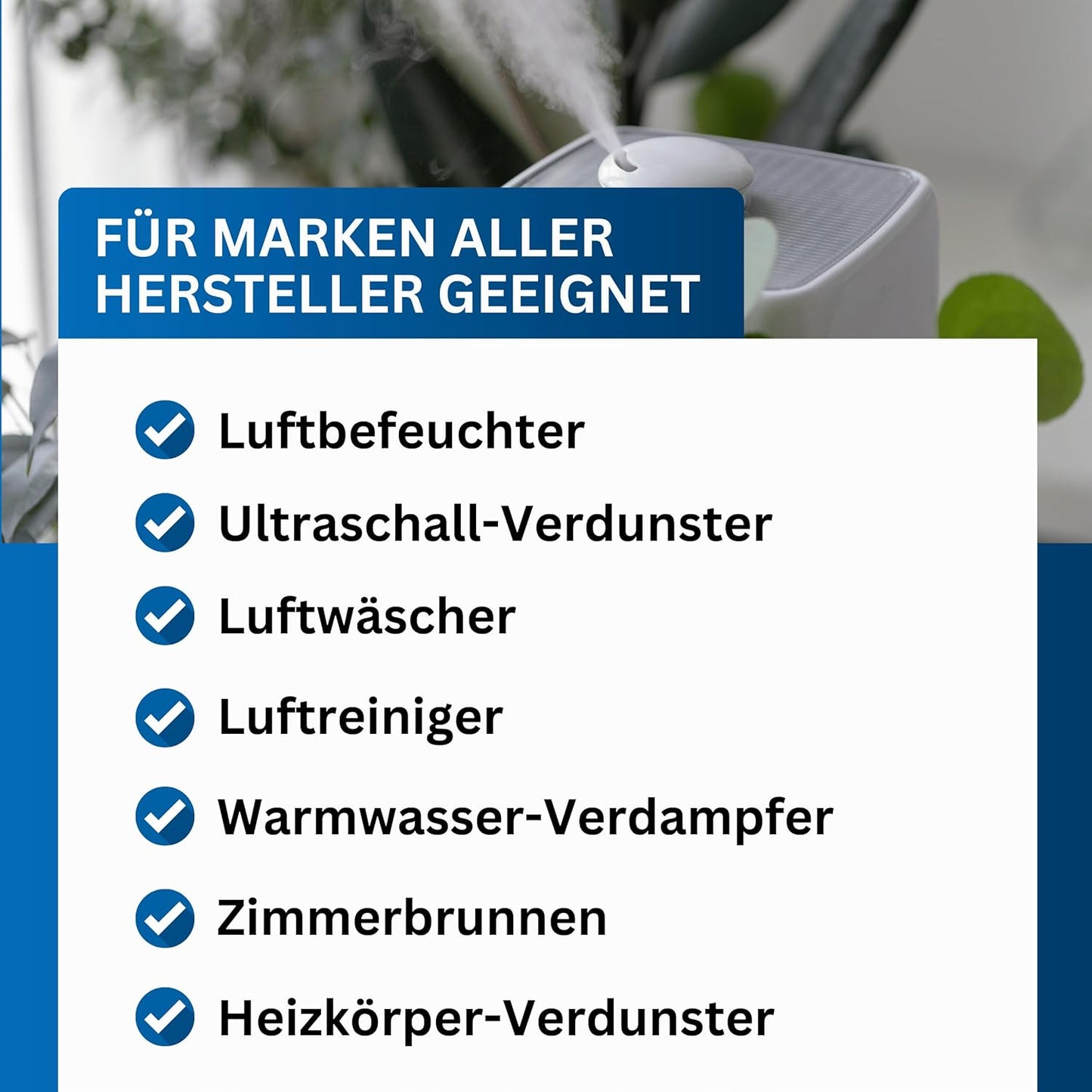 Hygienemittel schaumfrei | Konservierungsmittel für Luftbefeuchter, Luftreiniger, Luftwäscher, Zimmerbrunnen & Heizkörper-Verdunster | Hält Wasser hygienisch & kalkfrei (1x 1.000 ml)