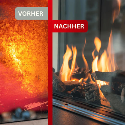 Kamin- und Ofenglasreiniger | Entfernt Ruß, Fett, Verbrennungsreste, Teer, Schmutz und Staub | Ideal für Kamine und Öfen aller Art | Kraftvolle Reinigung und materialschonend (2x 500 ml)