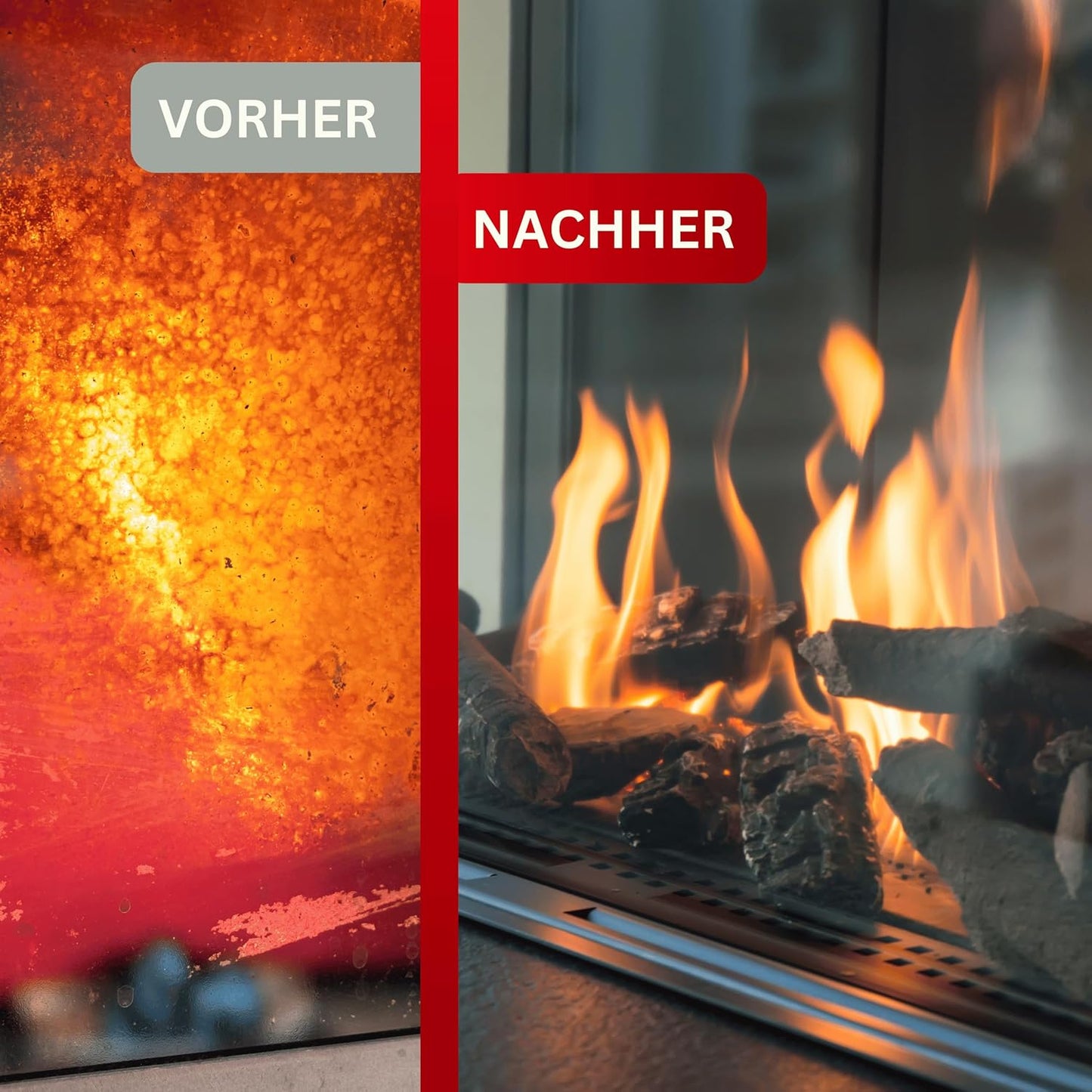Kamin- und Ofenglasreiniger | Entfernt Ruß, Fett, Verbrennungsreste, Teer, Schmutz und Staub | Ideal für Kamine und Öfen aller Art | Kraftvolle Reinigung und materialschonend (1x 500 ml)