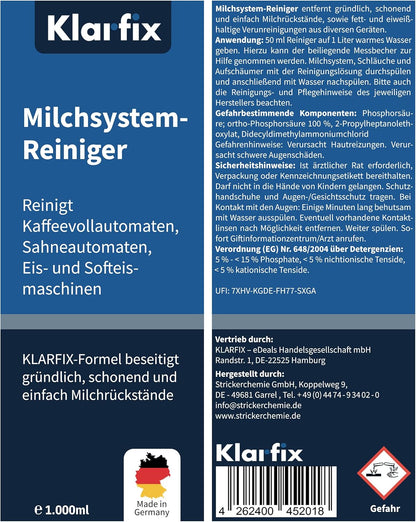 Milchsystem-Reiniger | Entfernt Milchfett, Milcheiweiß & Milchrückstände | Für Kaffeevollautomaten, Milchaufschäumer & Eismaschinen | Für alle Marken (2x 1.000ml)