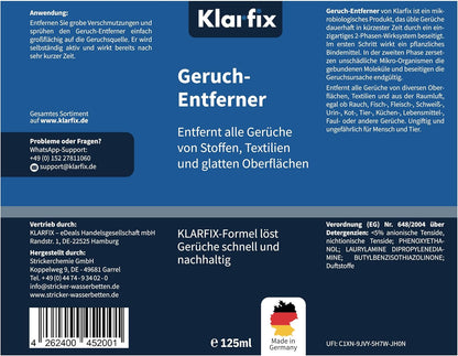 Geruch-Entferner | Neutralisiert hartnäckige Gerüche mit 2-Phasen-Wirkung für Haushalt, Auto, Textilien, Haustiere | Hundeurin/Katzenurin Entferner | Porentiefe Reinigung (1x 125ml)