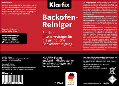 Backofenreiniger | Intensivreiniger gegen Fett, Eiweiß & Verkrustungen | Für Backöfen, Herdplatten, Dunstabzugshauben & Grills | Schonend zu Edelstahl & Emaille | Made in Germany (1x 500ml)