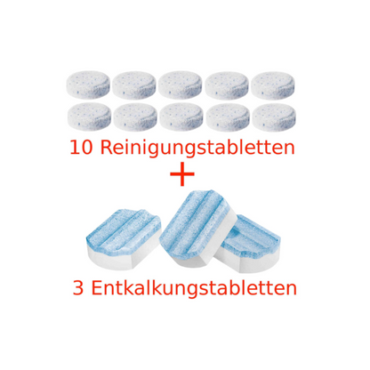 SIEMENS Reinigungsset für Siemens EQ Series Kaffeemaschinen: 10 Reinigungstabletten (TZ80001A) + 3 Entkalkungstabletten (TZ80002A) für Kaffeevollautomaten