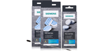 [Sparpaket] Siemens TZ80001 10 Reinigungstabletten + 6 Entkalkungstabletten TZ80002 für EQ Kaffeevollautomaten + 1 Reinigungsbürste