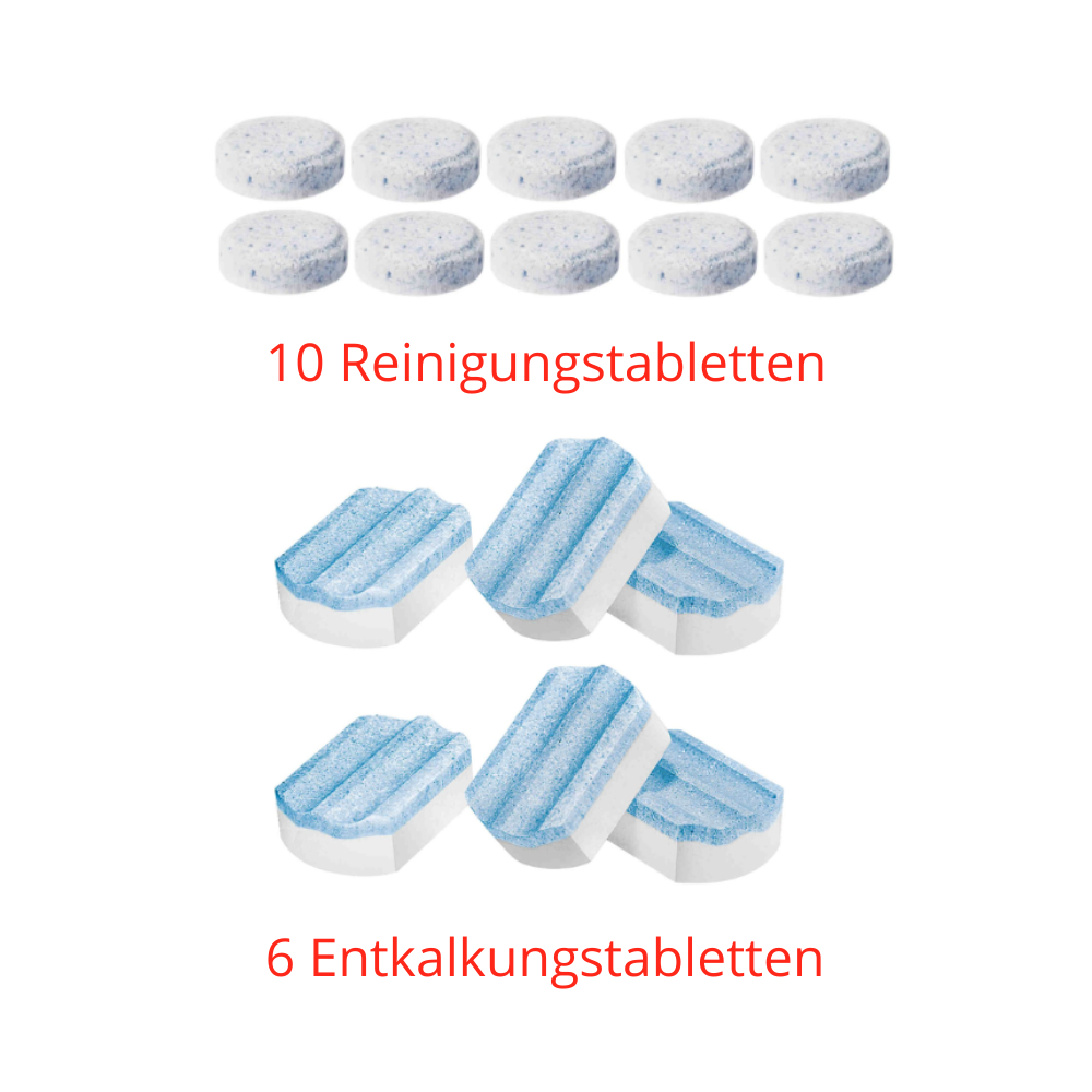 [Paket] SIEMENS Reinigungsset für Siemens EQ Serie Kaffeevollautomaten: 10 Reinigungstabletten (TZ80001A) + 6 Entkalkungstabletten (TZ80002A)