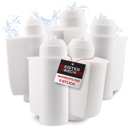 MEISTERZWECK4U - 5 Stück Ersatz Wasserfilter für Siemens EQ-Series, Supresso & Bosch Kaffeevollautomaten - Brita Intenza Filtersystem - Filterpatrone für Kalkschutz, Geruchs & Geschmacksverbesserung