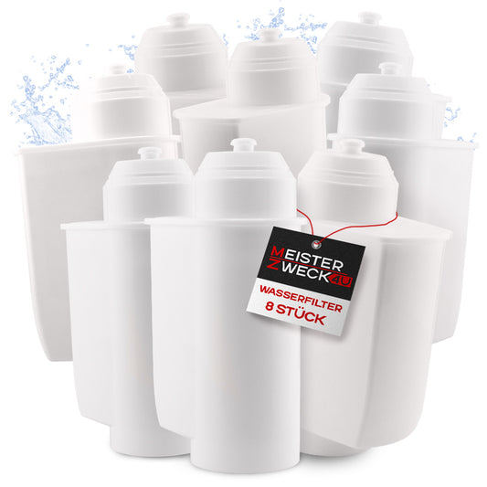 MEISTERZWECK4U - 8 Stück Ersatz Wasserfilter für Siemens EQ-Series, Supresso & Bosch Kaffeevollautomaten - Brita Intenza Filtersystem - Filterpatrone für Kalkschutz, Geruchs & Geschmacksverbesserung