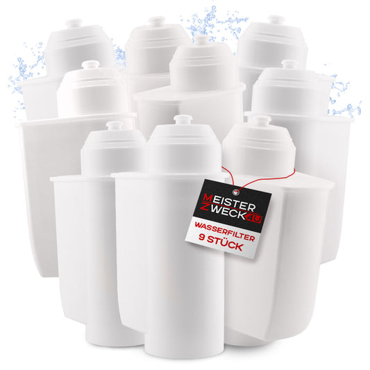 MEISTERZWECK4U - 9 Stück Ersatz Wasserfilter für Siemens EQ-Series, Supresso & Bosch Kaffeevollautomaten - Brita Intenza Filtersystem - Filterpatrone für Kalkschutz, Geruchs & Geschmacksverbesserung