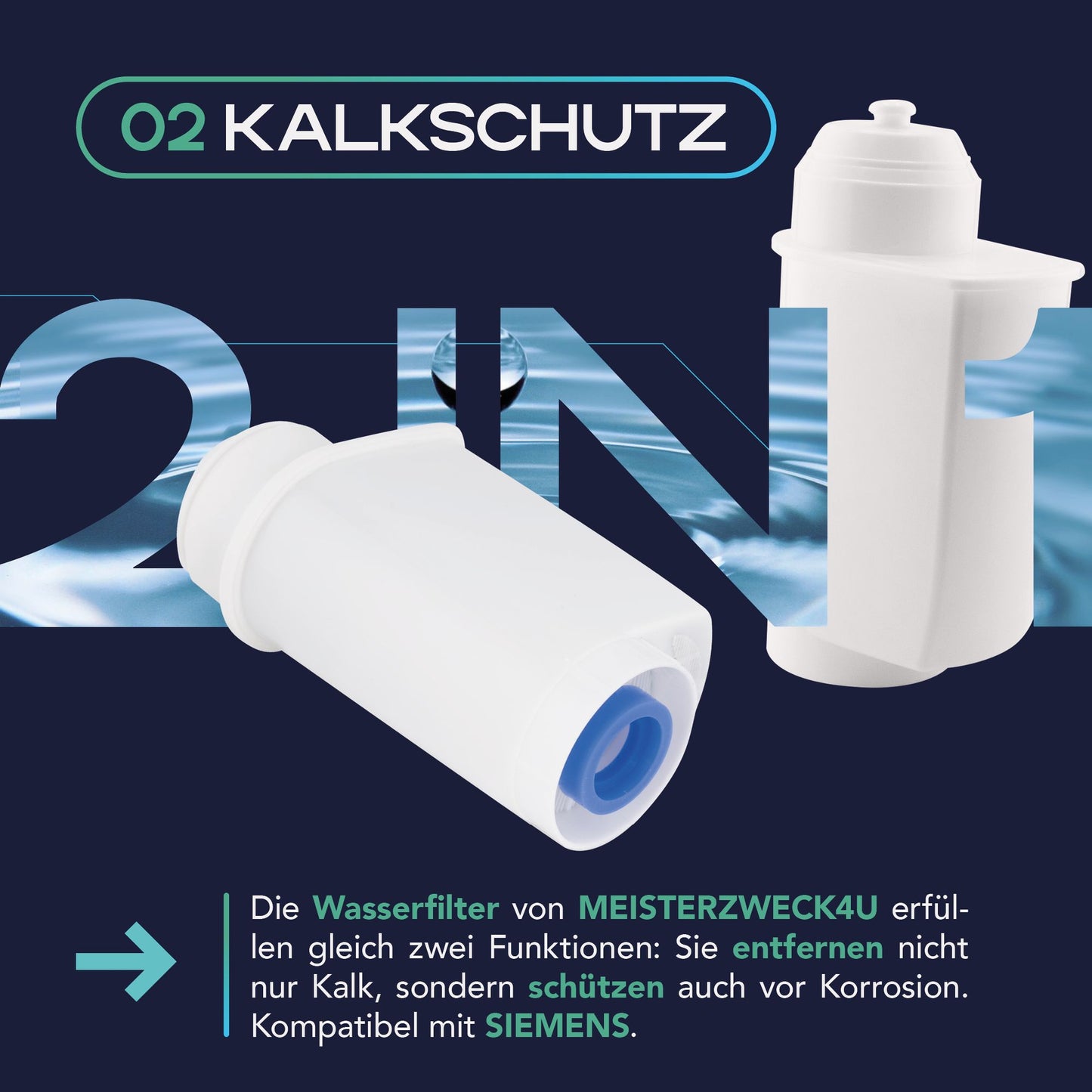 MEISTERZWECK4U Pflegeset Kaffeevollautomaten - 1x Wasserfilter, 1x Entkalkungstabletten, 1x Reinigungstabletten, Reinigungsbürste - Reinigungsset Kaffeemaschinen Siemens, EQ Series, Supresso, Bosch